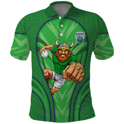 Canberra Raiders Rugby Mascot Polo Shirt Australian Rugby Culture - Tribal Inspired Viking Warrior