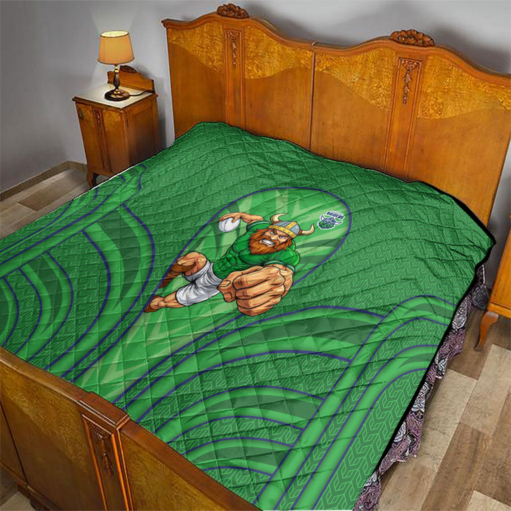 Canberra Raiders Rugby Mascot Quilt Australian Rugby Culture - Tribal Inspired Viking Warrior