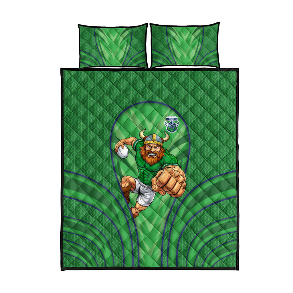 Canberra Raiders Rugby Mascot Quilt Bed Set Australian Rugby Culture - Tribal Inspired Viking Warrior