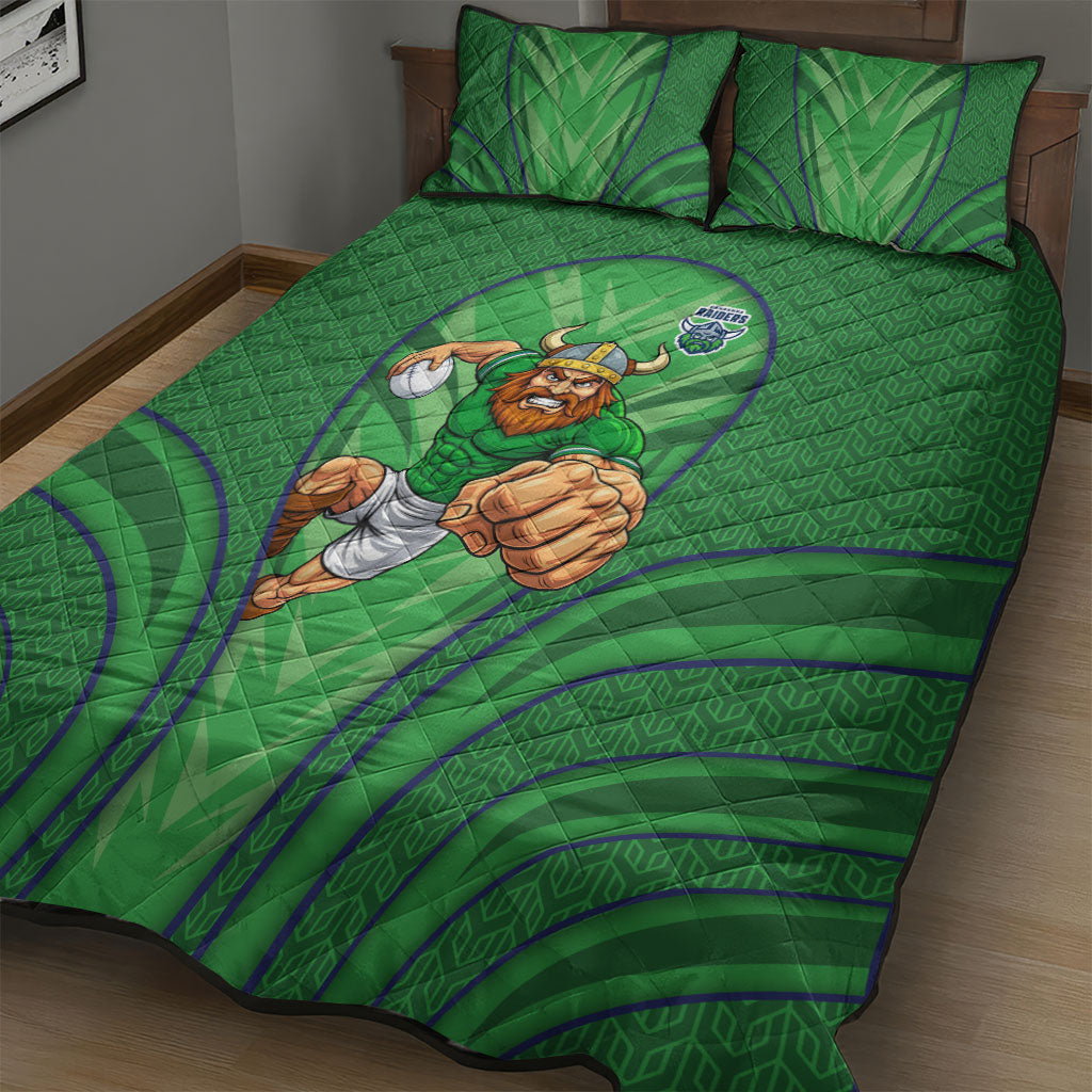 Canberra Raiders Rugby Mascot Quilt Bed Set Australian Rugby Culture - Tribal Inspired Viking Warrior