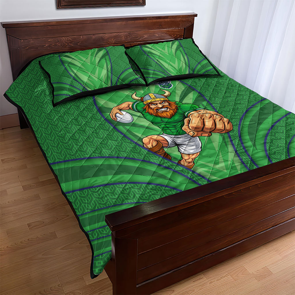 Canberra Raiders Rugby Mascot Quilt Bed Set Australian Rugby Culture - Tribal Inspired Viking Warrior