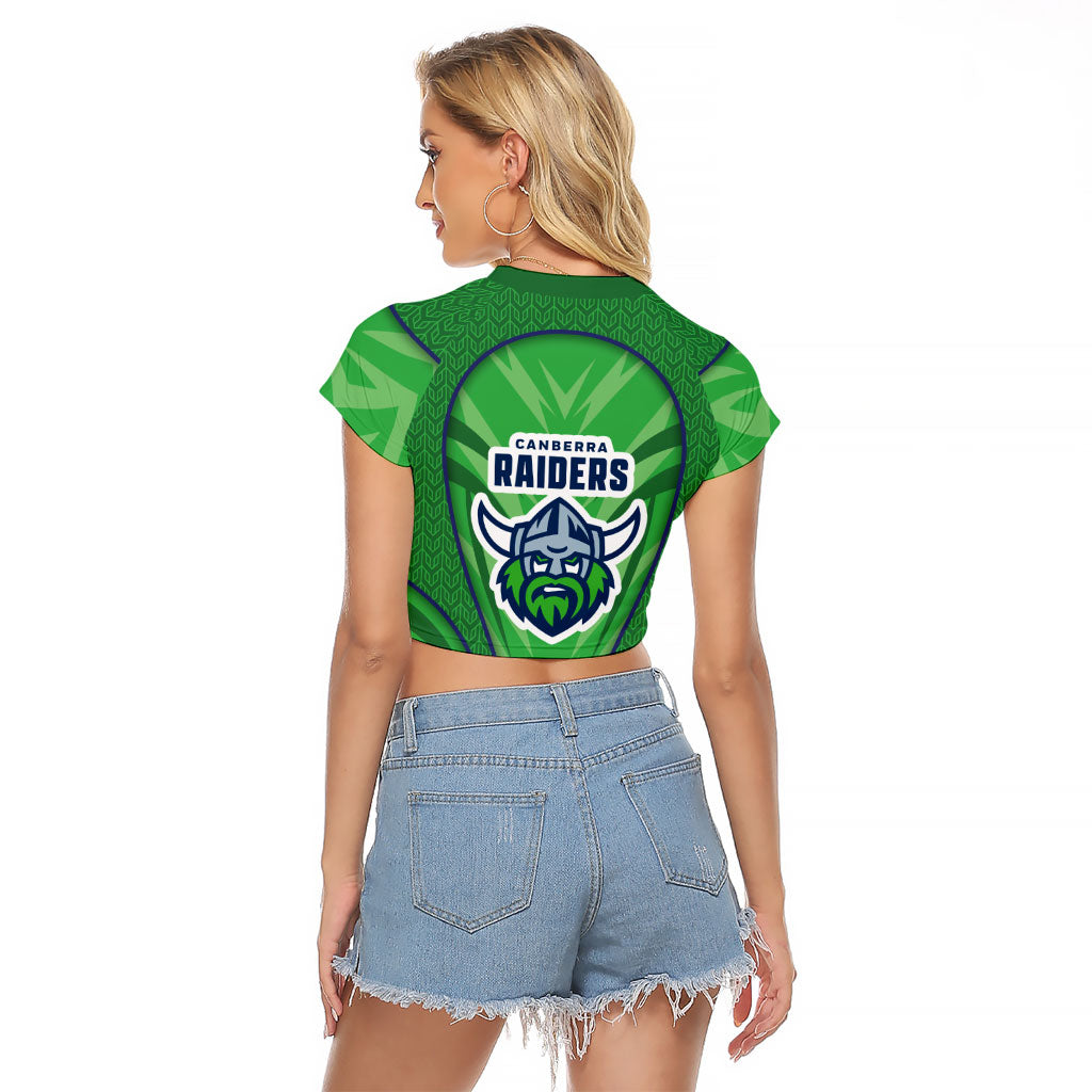 Canberra Raiders Rugby Mascot Raglan Cropped T Shirt Australian Rugby Culture - Tribal Inspired Viking Warrior