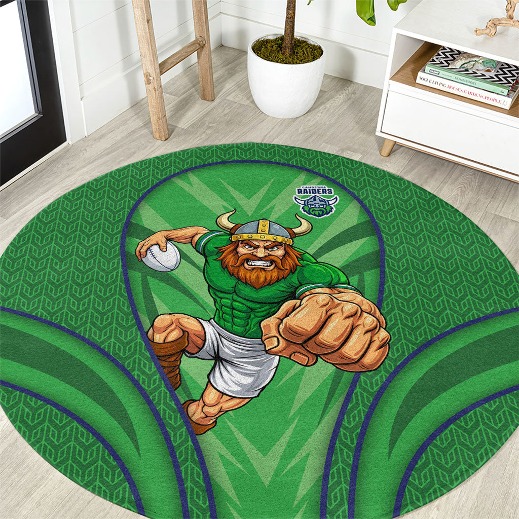 Canberra Raiders Rugby Mascot Round Carpet Australian Rugby Culture - Tribal Inspired Viking Warrior