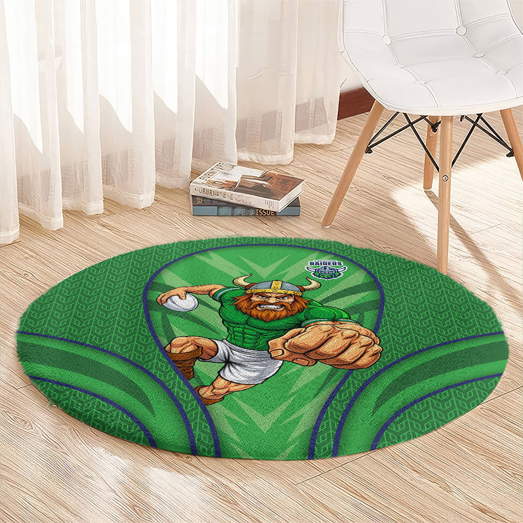 Canberra Raiders Rugby Mascot Round Carpet Australian Rugby Culture - Tribal Inspired Viking Warrior