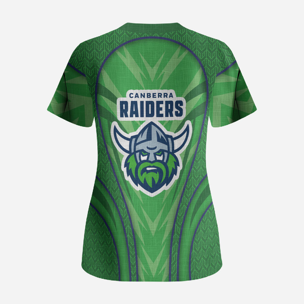 Canberra Raiders Rugby Mascot Scrub Top Australian Rugby Culture - Tribal Inspired Viking Warrior