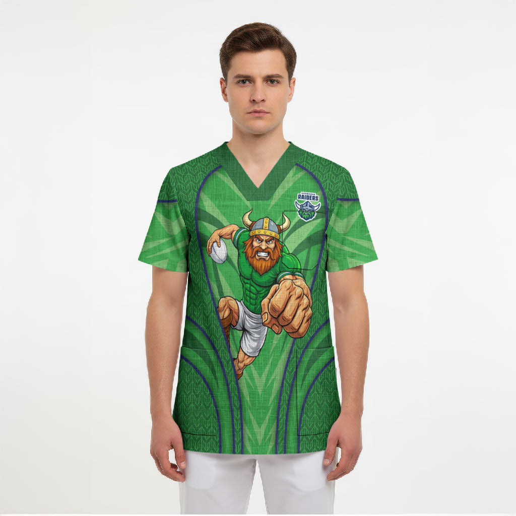 Canberra Raiders Rugby Mascot Scrub Top Australian Rugby Culture - Tribal Inspired Viking Warrior