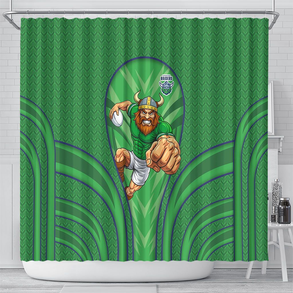 Canberra Raiders Rugby Mascot Shower Curtain Australian Rugby Culture - Tribal Inspired Viking Warrior