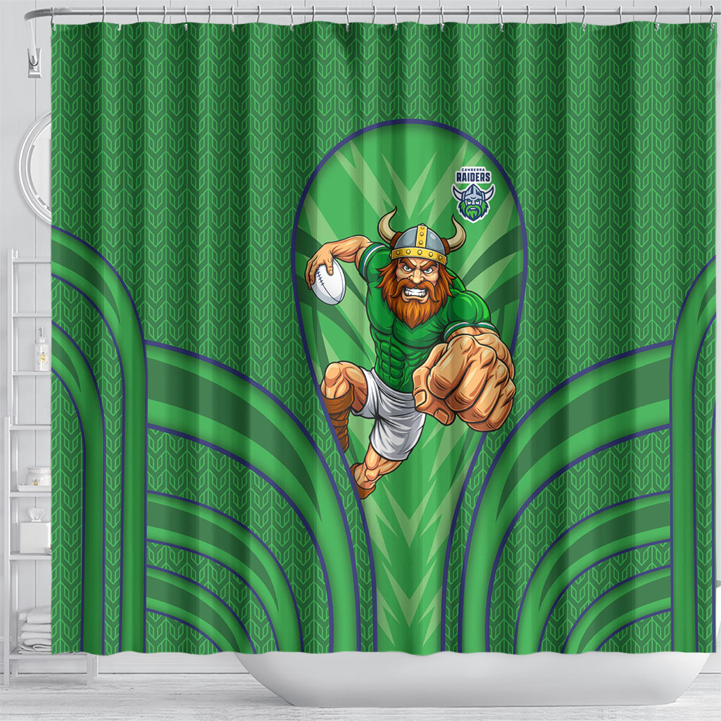 Canberra Raiders Rugby Mascot Shower Curtain Australian Rugby Culture - Tribal Inspired Viking Warrior