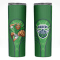 Canberra Raiders Rugby Mascot Skinny Tumbler Australian Rugby Culture - Tribal Inspired Viking Warrior