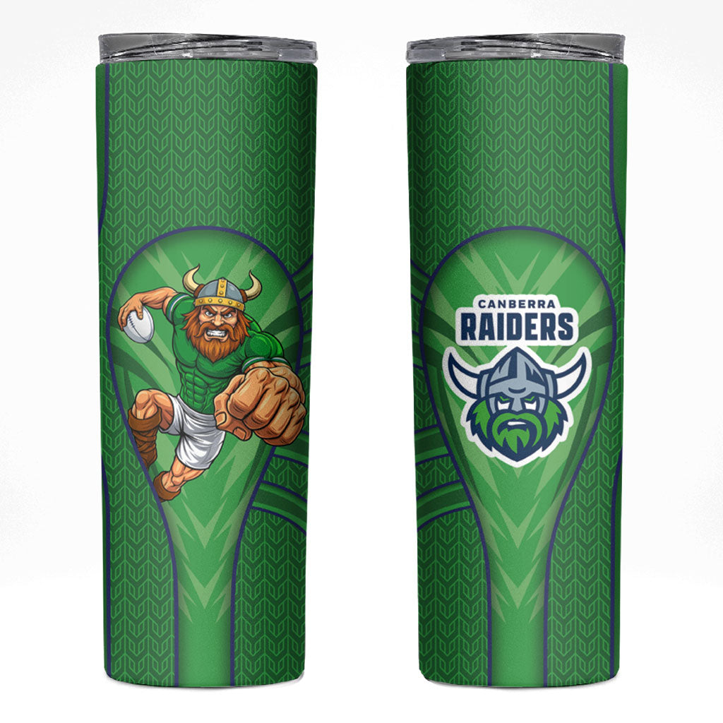 Canberra Raiders Rugby Mascot Skinny Tumbler Australian Rugby Culture - Tribal Inspired Viking Warrior