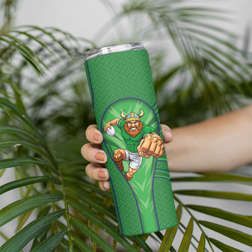 Canberra Raiders Rugby Mascot Skinny Tumbler Australian Rugby Culture - Tribal Inspired Viking Warrior