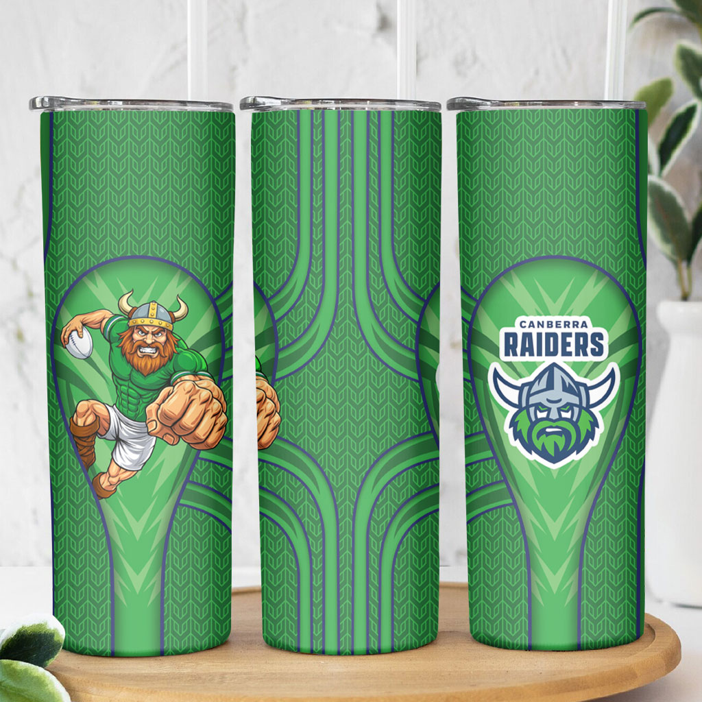 Canberra Raiders Rugby Mascot Skinny Tumbler Australian Rugby Culture - Tribal Inspired Viking Warrior