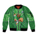 Canberra Raiders Rugby Mascot Sleeve Zip Bomber Jacket Australian Rugby Culture - Tribal Inspired Viking Warrior