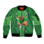 Canberra Raiders Rugby Mascot Sleeve Zip Bomber Jacket Australian Rugby Culture - Tribal Inspired Viking Warrior
