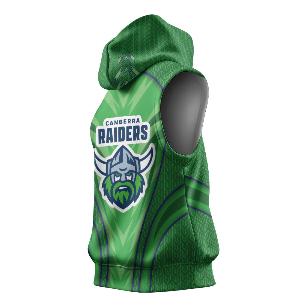 Canberra Raiders Rugby Mascot Sleeveless Hoodie Australian Rugby Culture - Tribal Inspired Viking Warrior