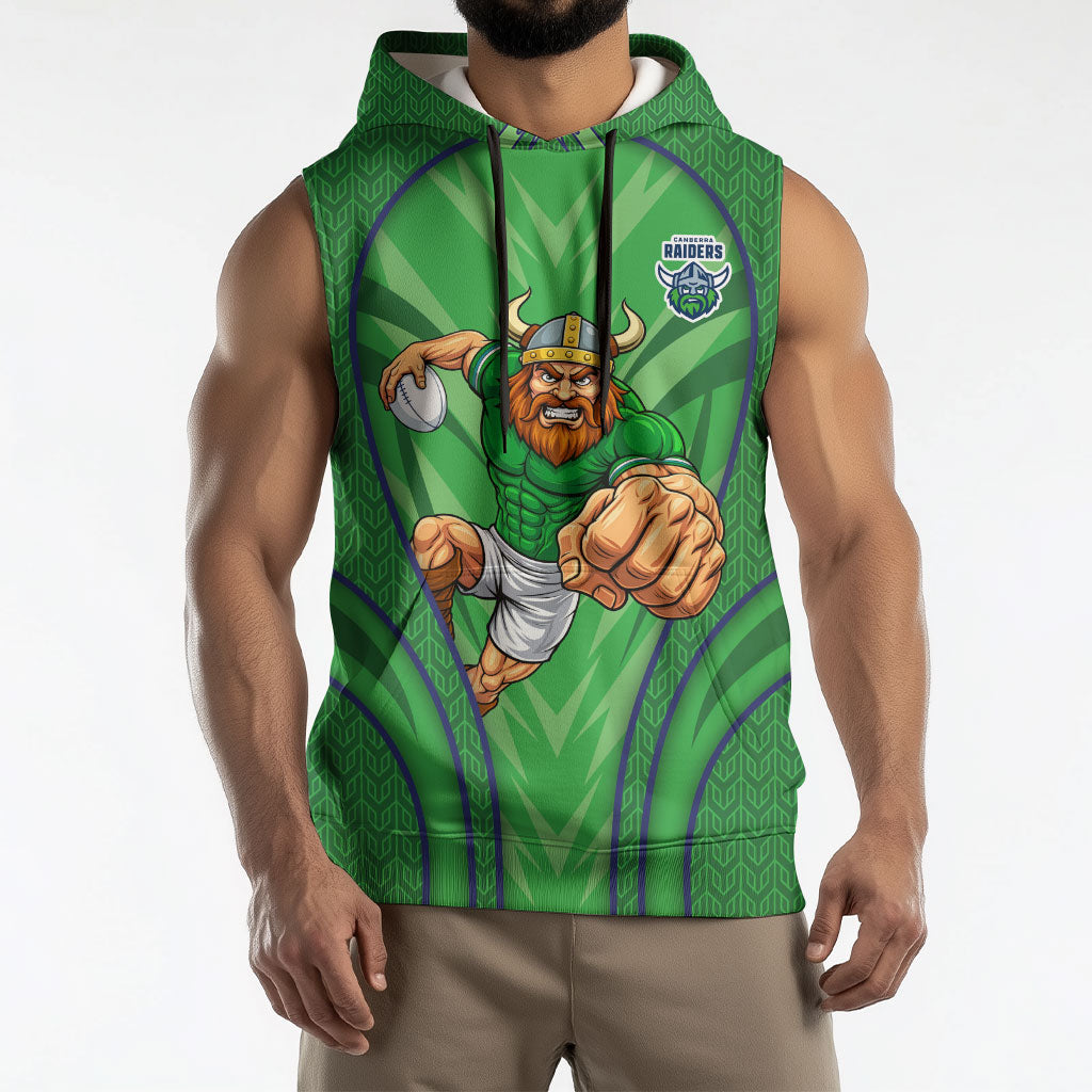 Canberra Raiders Rugby Mascot Sleeveless Hoodie Australian Rugby Culture - Tribal Inspired Viking Warrior