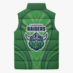 Canberra Raiders Rugby Mascot Sleeveless Puffer Jacket Australian Rugby Culture - Tribal Inspired Viking Warrior
