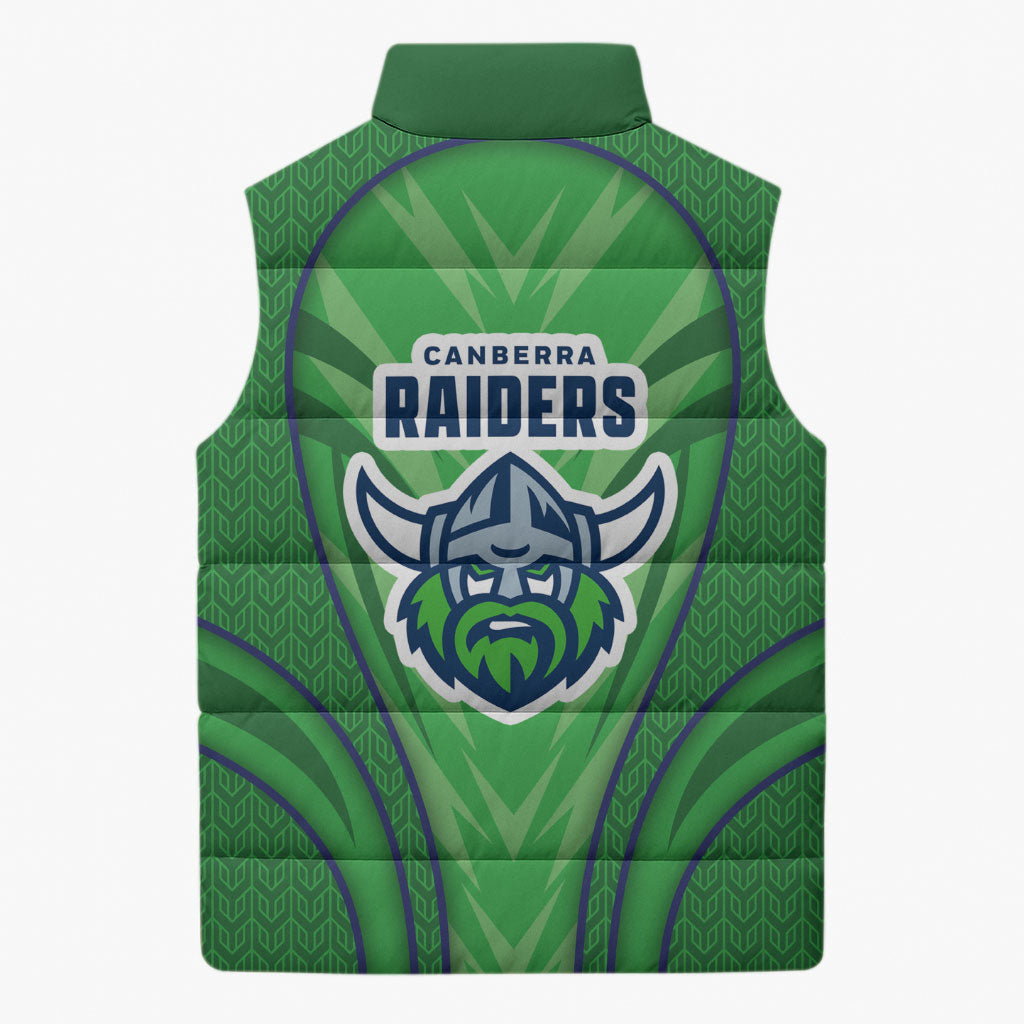 Canberra Raiders Rugby Mascot Sleeveless Puffer Jacket Australian Rugby Culture - Tribal Inspired Viking Warrior