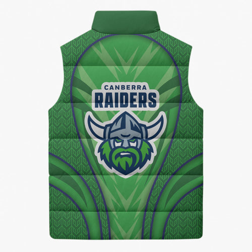 Canberra Raiders Rugby Mascot Sleeveless Puffer Jacket Australian Rugby Culture - Tribal Inspired Viking Warrior