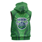 Canberra Raiders Rugby Mascot Sleeveless Zip Hoodie Australian Rugby Culture - Tribal Inspired Viking Warrior