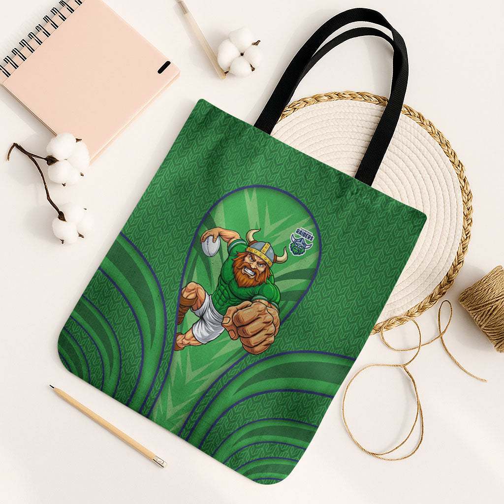 Canberra Raiders Rugby Mascot Tote Bag Australian Rugby Culture - Tribal Inspired Viking Warrior