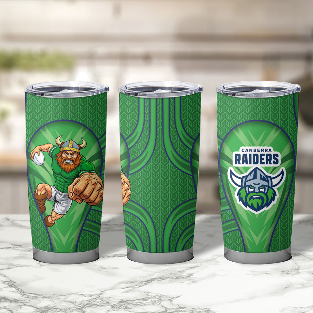 Canberra Raiders Rugby Mascot Tumbler Cup Australian Rugby Culture - Tribal Inspired Viking Warrior