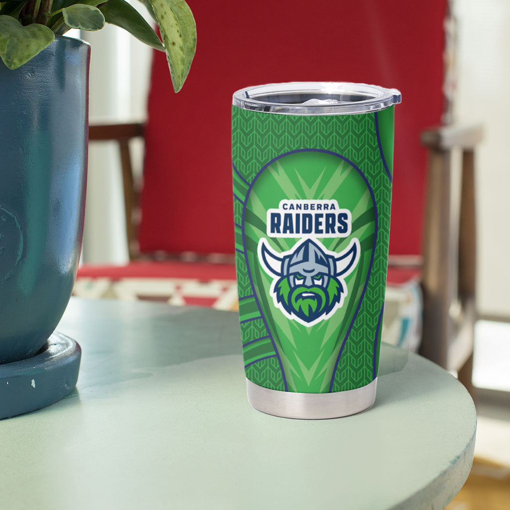 Canberra Raiders Rugby Mascot Tumbler Cup Australian Rugby Culture - Tribal Inspired Viking Warrior