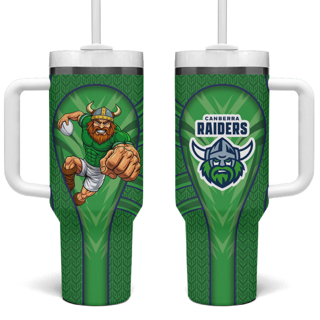 Canberra Raiders Rugby Mascot Tumbler With Handle Australian Rugby Culture - Tribal Inspired Viking Warrior