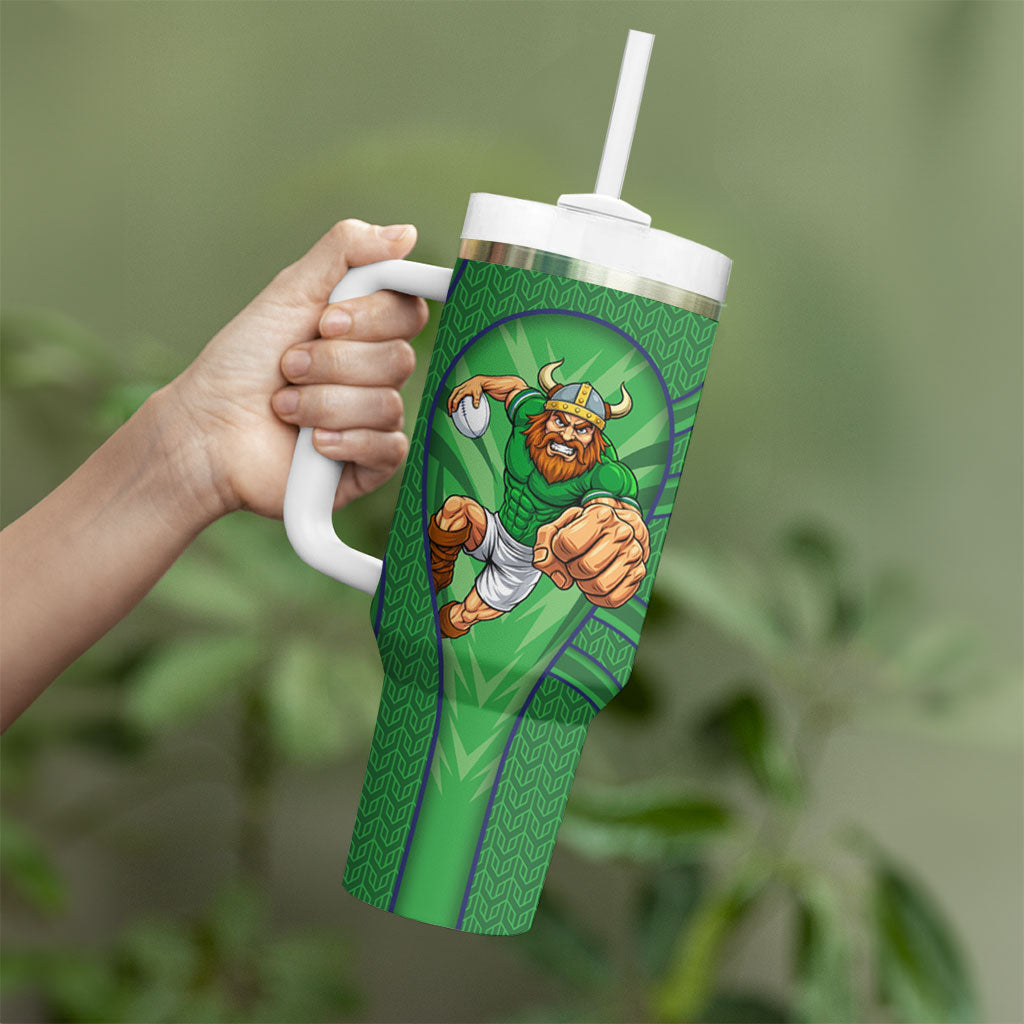 Canberra Raiders Rugby Mascot Tumbler With Handle Australian Rugby Culture - Tribal Inspired Viking Warrior