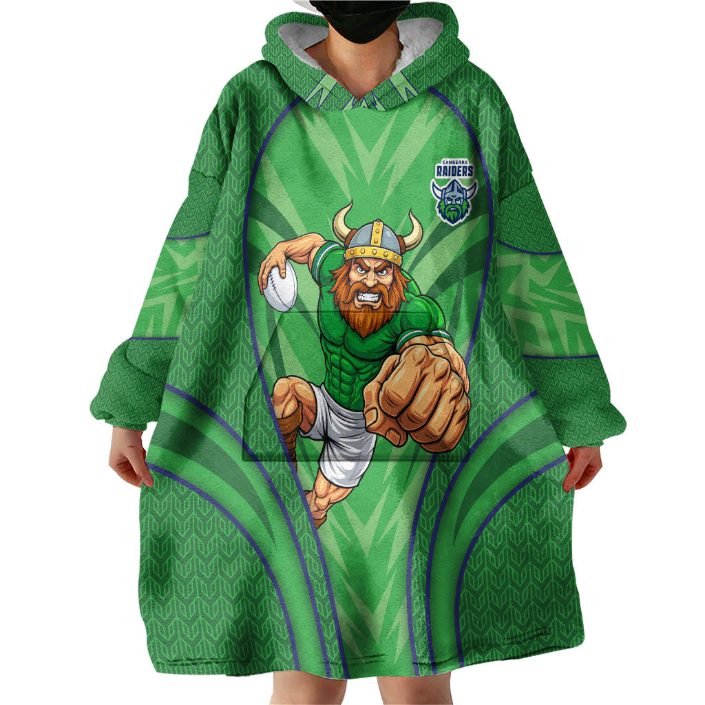 Canberra Raiders Rugby Mascot Wearable Blanket Hoodie Australian Rugby Culture - Tribal Inspired Viking Warrior