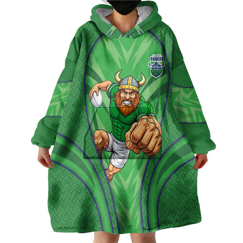 Canberra Raiders Rugby Mascot Wearable Blanket Hoodie Australian Rugby Culture - Tribal Inspired Viking Warrior