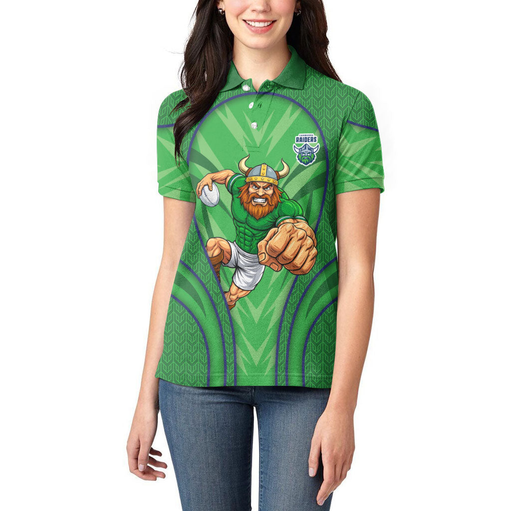 Canberra Raiders Rugby Mascot Women Polo Shirt Australian Rugby Culture - Tribal Inspired Viking Warrior