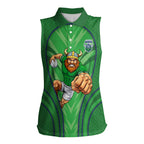 Canberra Raiders Rugby Mascot Women Sleeveless Polo Shirt Australian Rugby Culture - Tribal Inspired Viking Warrior