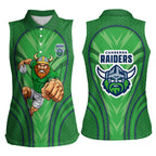 Canberra Raiders Rugby Mascot Women Sleeveless Polo Shirt Australian Rugby Culture - Tribal Inspired Viking Warrior