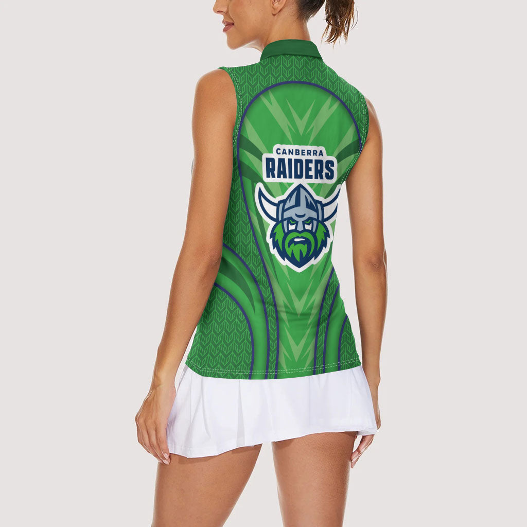 Canberra Raiders Rugby Mascot Women Sleeveless Polo Shirt Australian Rugby Culture - Tribal Inspired Viking Warrior