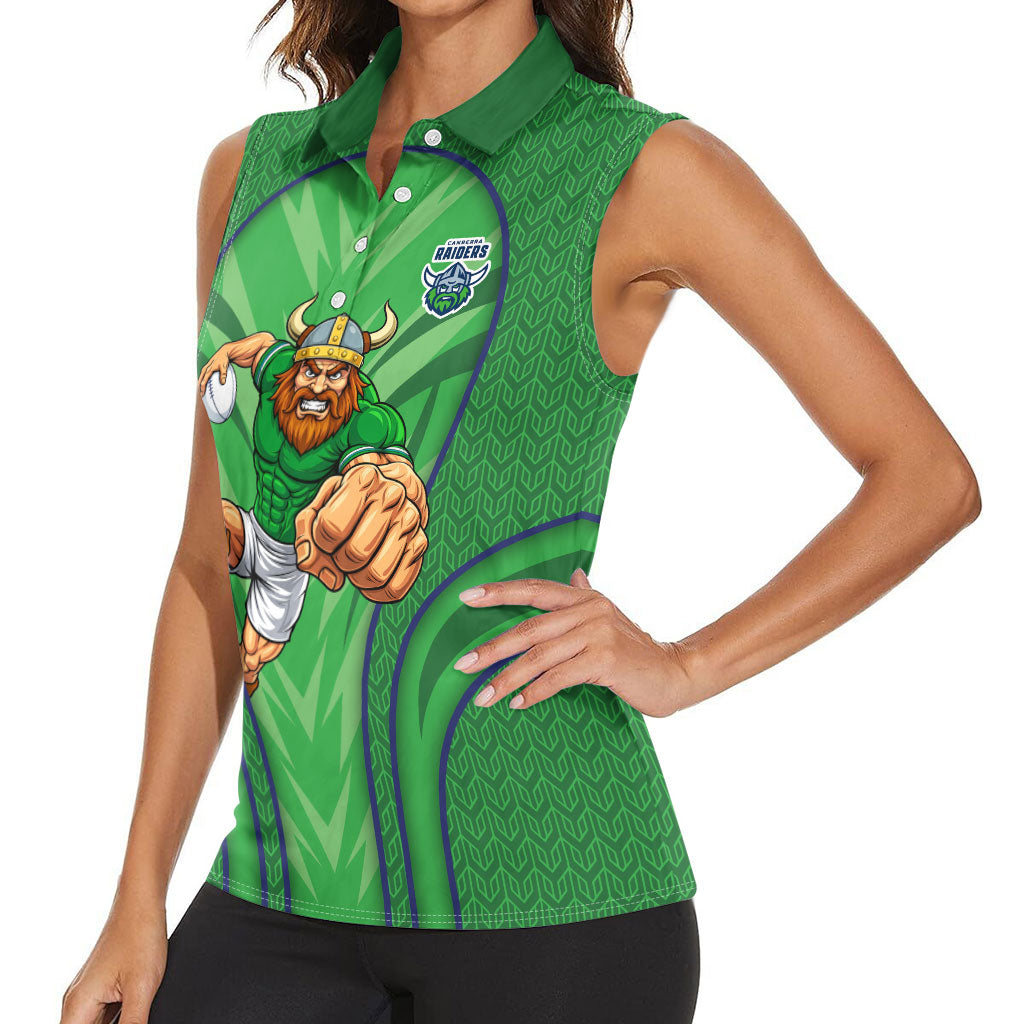 Canberra Raiders Rugby Mascot Women Sleeveless Polo Shirt Australian Rugby Culture - Tribal Inspired Viking Warrior