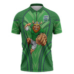 Canberra Raiders Rugby Mascot Zipper Polo Shirt Australian Rugby Culture - Tribal Inspired Viking Warrior
