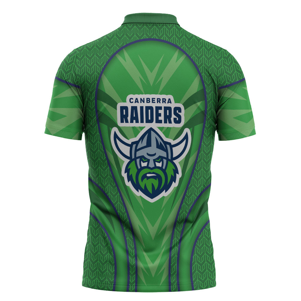 Canberra Raiders Rugby Mascot Zipper Polo Shirt Australian Rugby Culture - Tribal Inspired Viking Warrior