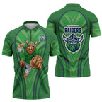 Canberra Raiders Rugby Mascot Zipper Polo Shirt Australian Rugby Culture - Tribal Inspired Viking Warrior