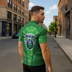 Canberra Raiders Rugby Mascot Zipper Polo Shirt Australian Rugby Culture - Tribal Inspired Viking Warrior