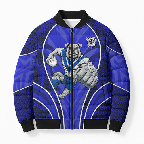 Canterbury Bankstown Bulldogs Rugby Mascot Bomber Puffer Jacket Australian Rugby Culture - Tribal Inspired Bulldog