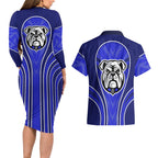 Canterbury Bankstown Bulldogs Rugby Mascot Couples Matching Long Sleeve Bodycon Dress and Hawaiian Shirt Australian Rugby Culture - Tribal Inspired Bulldog