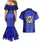 Canterbury Bankstown Bulldogs Rugby Mascot Couples Matching Mermaid Dress and Hawaiian Shirt Australian Rugby Culture - Tribal Inspired Bulldog