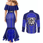 Canterbury Bankstown Bulldogs Rugby Mascot Couples Matching Mermaid Dress and Long Sleeve Button Shirt Australian Rugby Culture - Tribal Inspired Bulldog