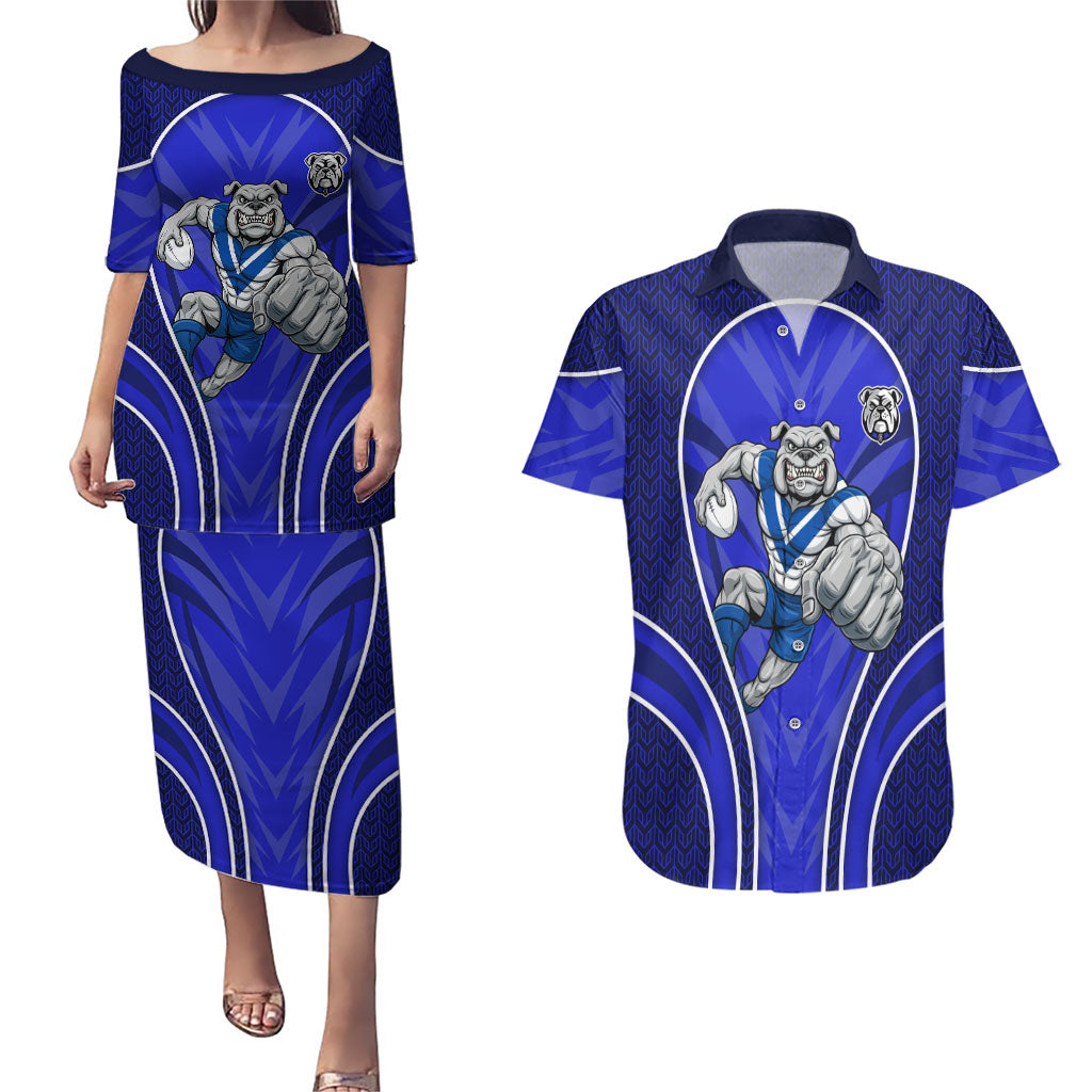 Canterbury Bankstown Bulldogs Rugby Mascot Couples Matching Puletasi and Hawaiian Shirt Australian Rugby Culture - Tribal Inspired Bulldog