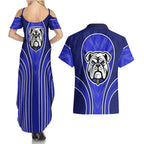 Canterbury Bankstown Bulldogs Rugby Mascot Couples Matching Summer Maxi Dress and Hawaiian Shirt Australian Rugby Culture - Tribal Inspired Bulldog