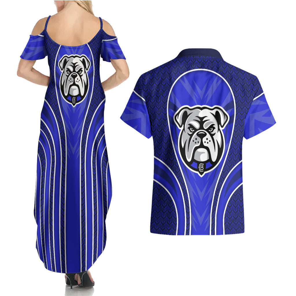 Canterbury Bankstown Bulldogs Rugby Mascot Couples Matching Summer Maxi Dress and Hawaiian Shirt Australian Rugby Culture - Tribal Inspired Bulldog