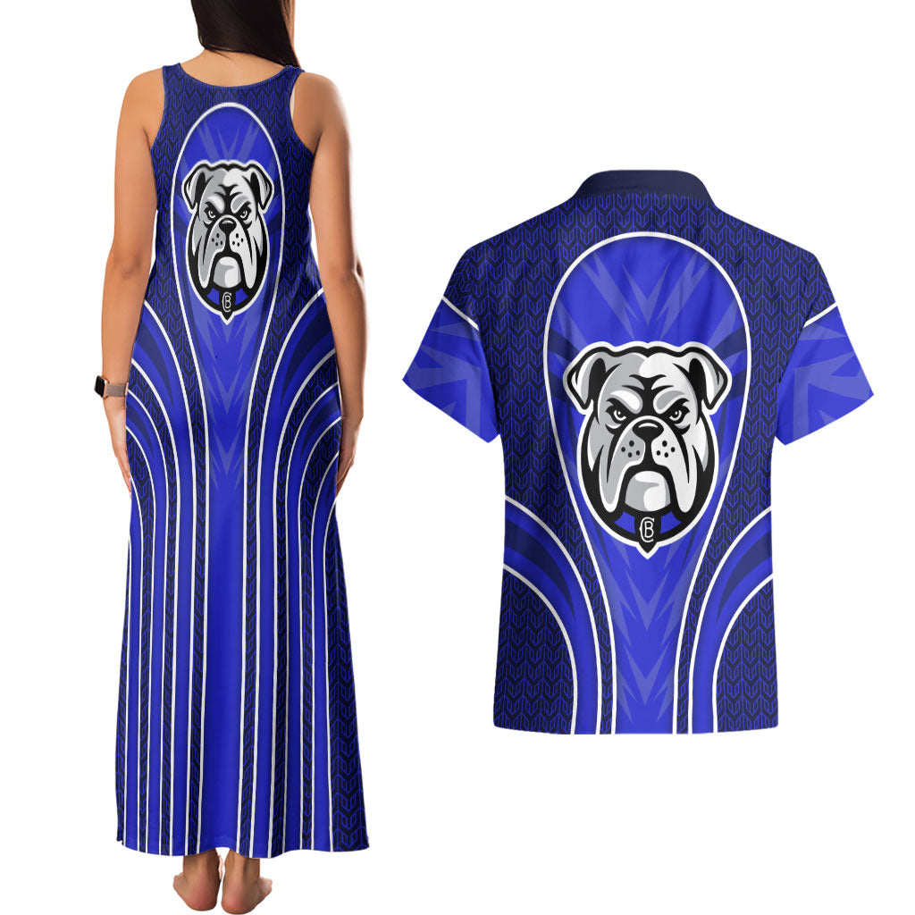 Canterbury Bankstown Bulldogs Rugby Mascot Couples Matching Tank Maxi Dress and Hawaiian Shirt Australian Rugby Culture - Tribal Inspired Bulldog