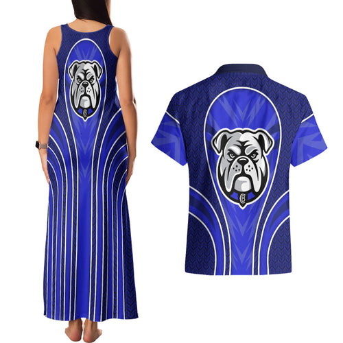 Canterbury Bankstown Bulldogs Rugby Mascot Couples Matching Tank Maxi Dress and Hawaiian Shirt Australian Rugby Culture - Tribal Inspired Bulldog