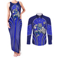Canterbury Bankstown Bulldogs Rugby Mascot Couples Matching Tank Maxi Dress and Long Sleeve Button Shirt Australian Rugby Culture - Tribal Inspired Bulldog